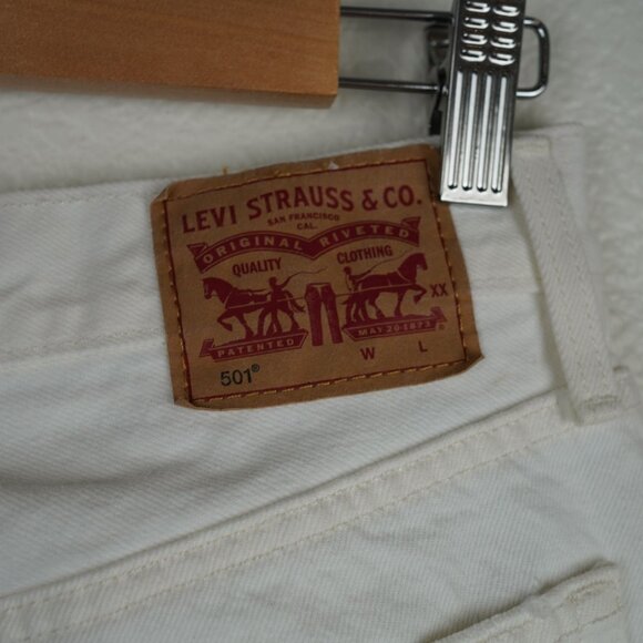 Levis 501 Distressed White High-Rise Jeans Size‎ W28 L30 Vintage Inspired - Picture 8 of 11
